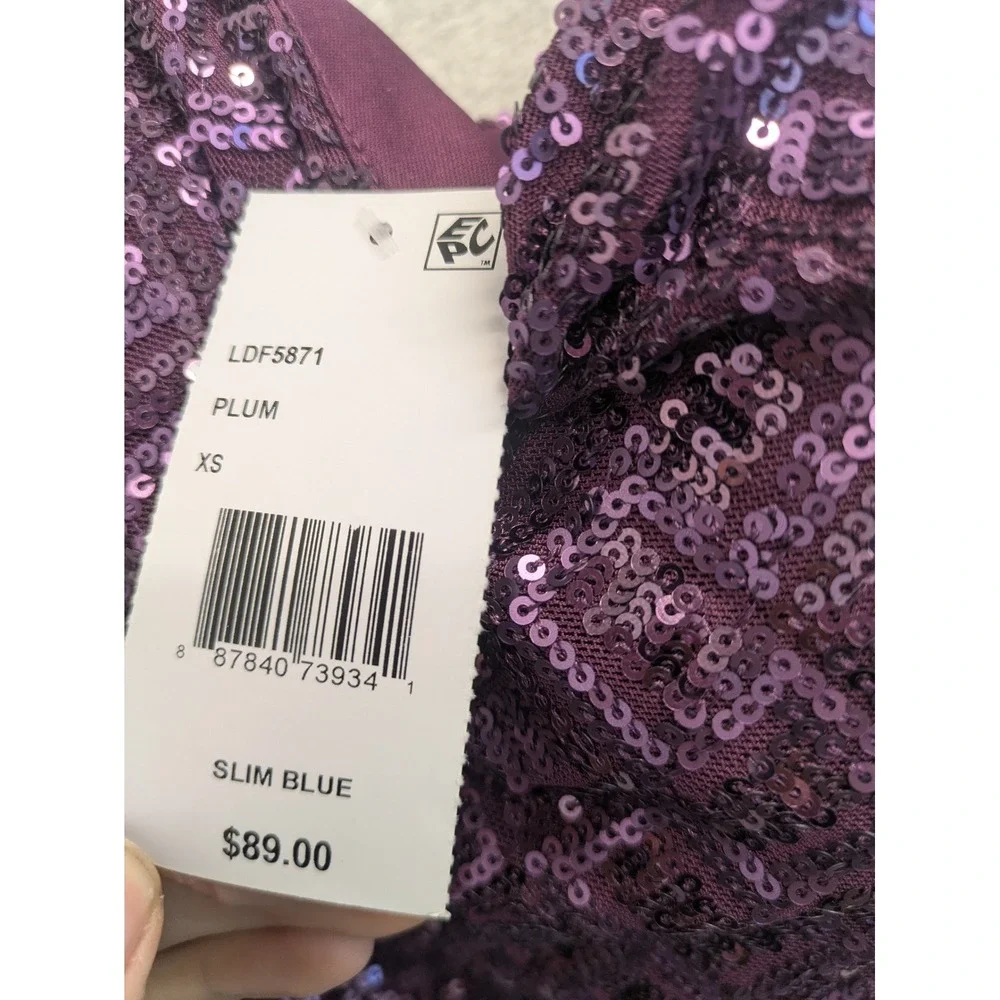 Emerald Sundae Purple Sequin Strappy Ruffle Hem Party Dress‎ Women's XS